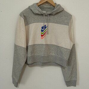 Nike Women’s Stacked Multi Color Swoosh Cropped Hoodie, size S